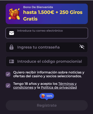 REGISTRO Rockyspin casino
